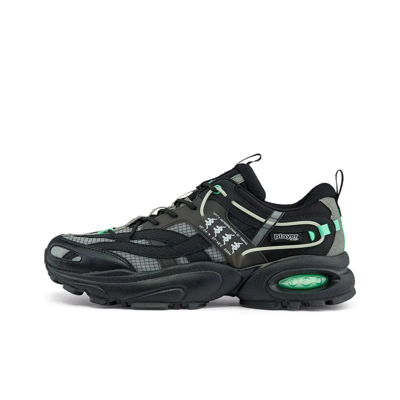 Kappa Player Zhao Diyu Collaboration Cushioning Anti-Slip And Wear-Resistant Low-Top Chunky Sneakers Unisex Black Green-0