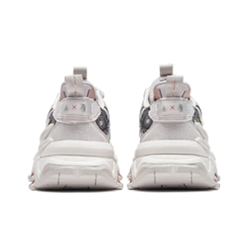 XTEP Shanhai Collection Chunky Sneakers Men Low Top Ivory White/Black/Ash Gray-2