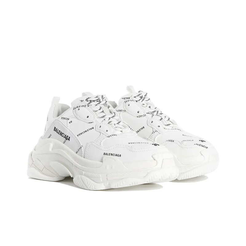 Balenciaga Triple S Allover Logo White Women's-3