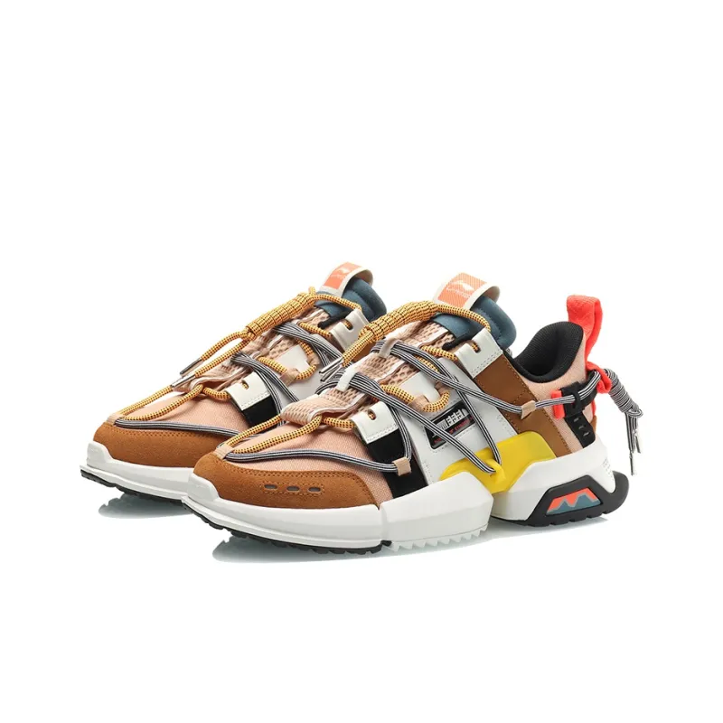 LiNing Pan Gu Cushioning Balance Low Top Chunky Sneakers Men's White Brown-2