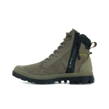 Palladium Pampa Sc Recycle WP+N Anti-Slip And Wear-Resistant Breathable High-Top Canvas Shoes Unisex Dark Green