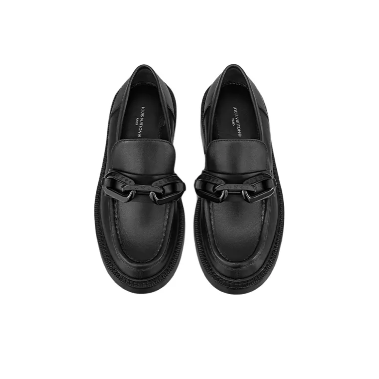 LOUIS VUITTON Lv Academy Loafers 'Black With Chain' Women's-3