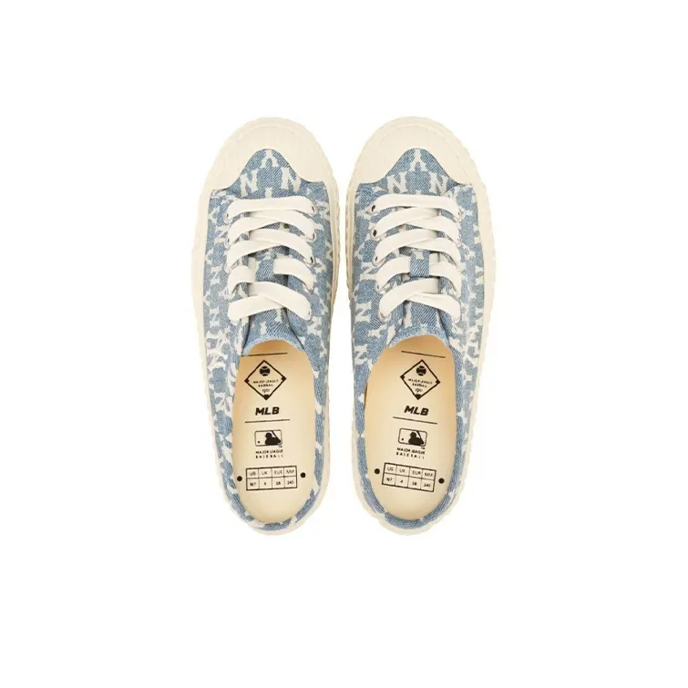 MLB Playball Mule Mono Denim Wear Resistant Low Top Canvas Shoes Unisex Blue-2