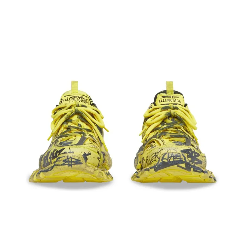 Balenciaga Track 1.0 Graffiti Chunky Sneakers Men's Yellow Black-4