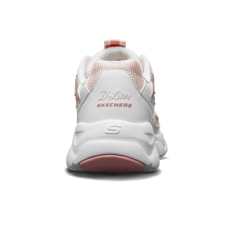Skechers D'LITES Series Cushioning Anti Slip And Wear Resistant Low Top Chunky Sneakers Women's White-3