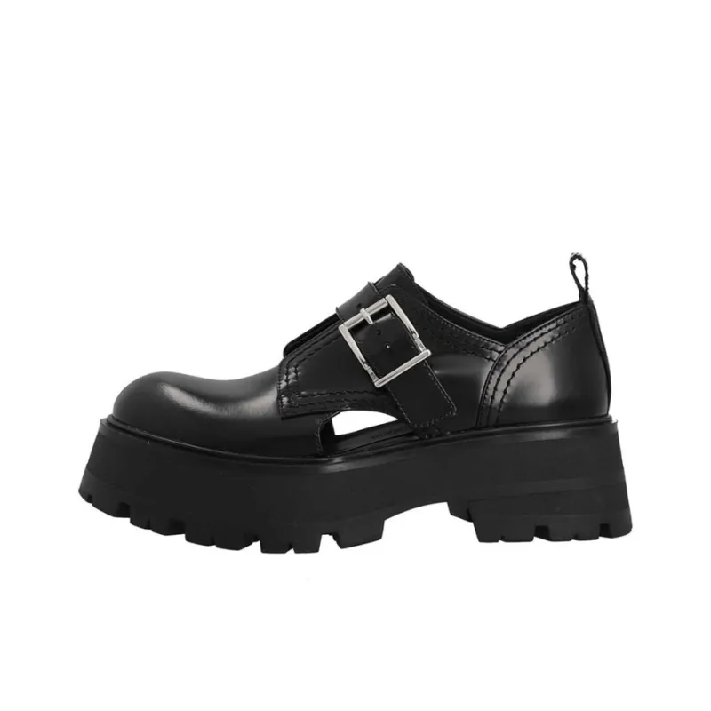 Alexander McQueen Buckle Detailed Loafers 'Black' Women's-0