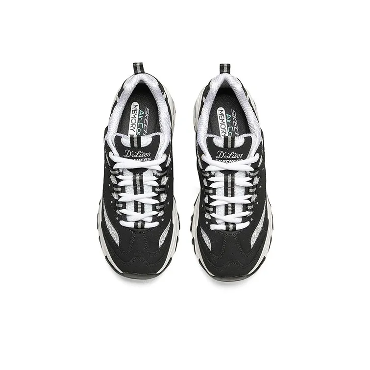 Skechers D Lites 1.0 Fashion Running Shoes Black/White Women's-3