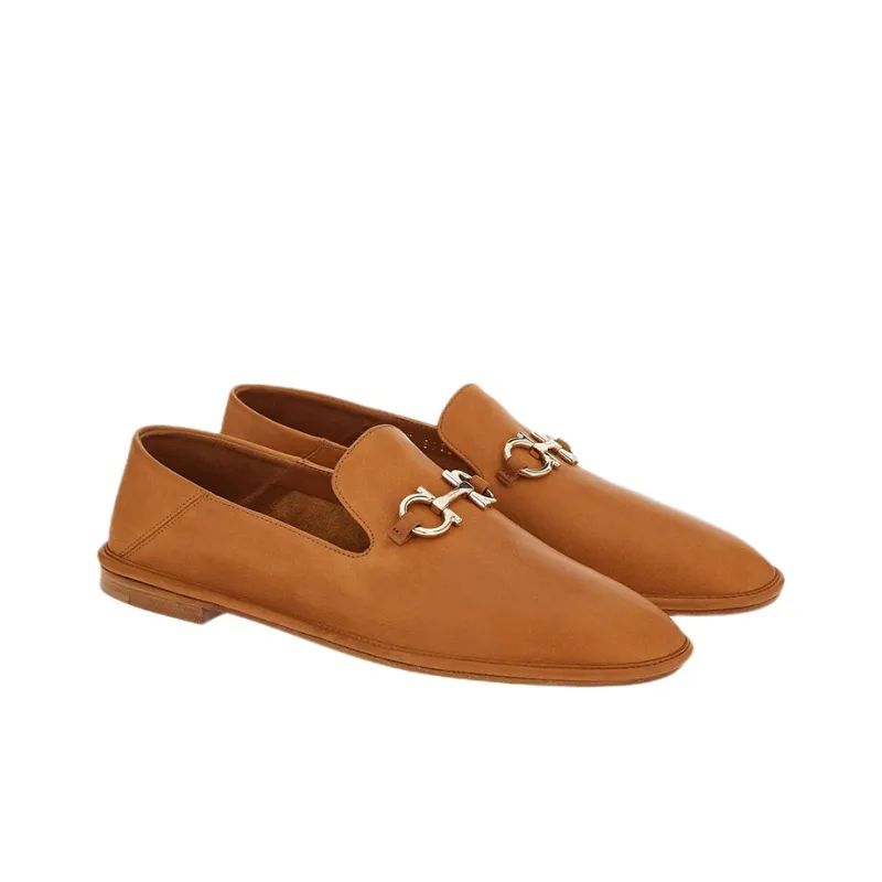 FERRAGAMO GANCINI Flat Shoes Women's Brown-1