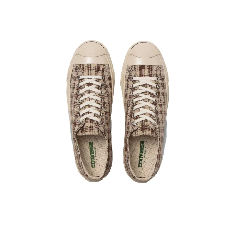 Converse JACK PURCELL US CHECK Wear-resistant And Lightweight Low-Top Canvas Shoes Unisex Beige Japan Version-2