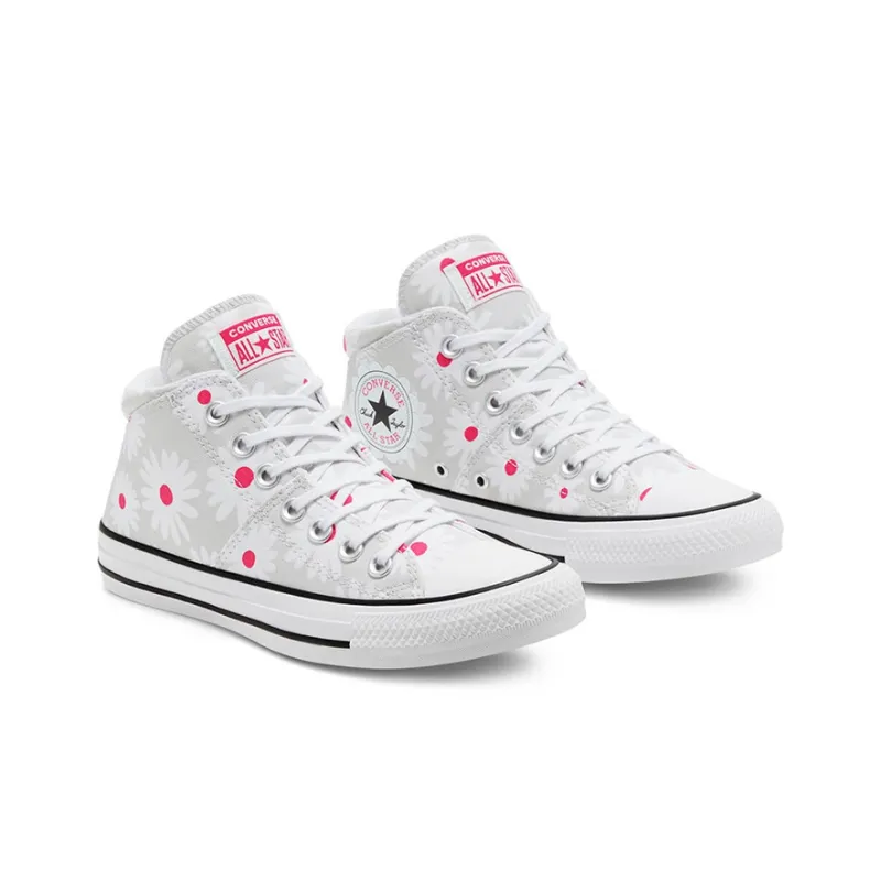 Converse Chuck Taylor All Star Anti-Slip Wear-Resistant Mid-Top Canvas Shoes Women's Small Daisy Gray White-2