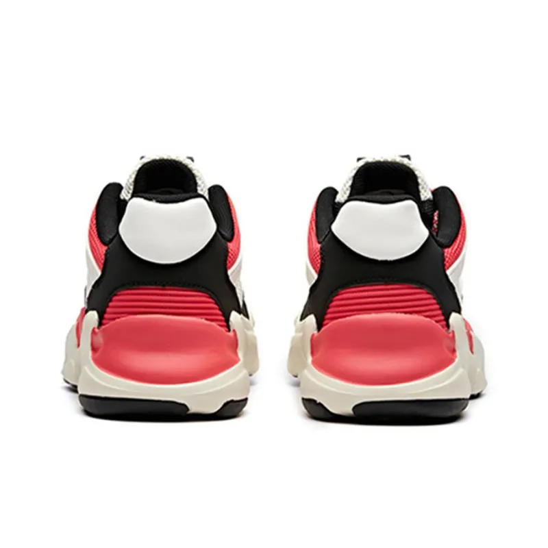 ANTA Chunky Sneakers Women's Low-Top Ivory White/Black/Crimson-4