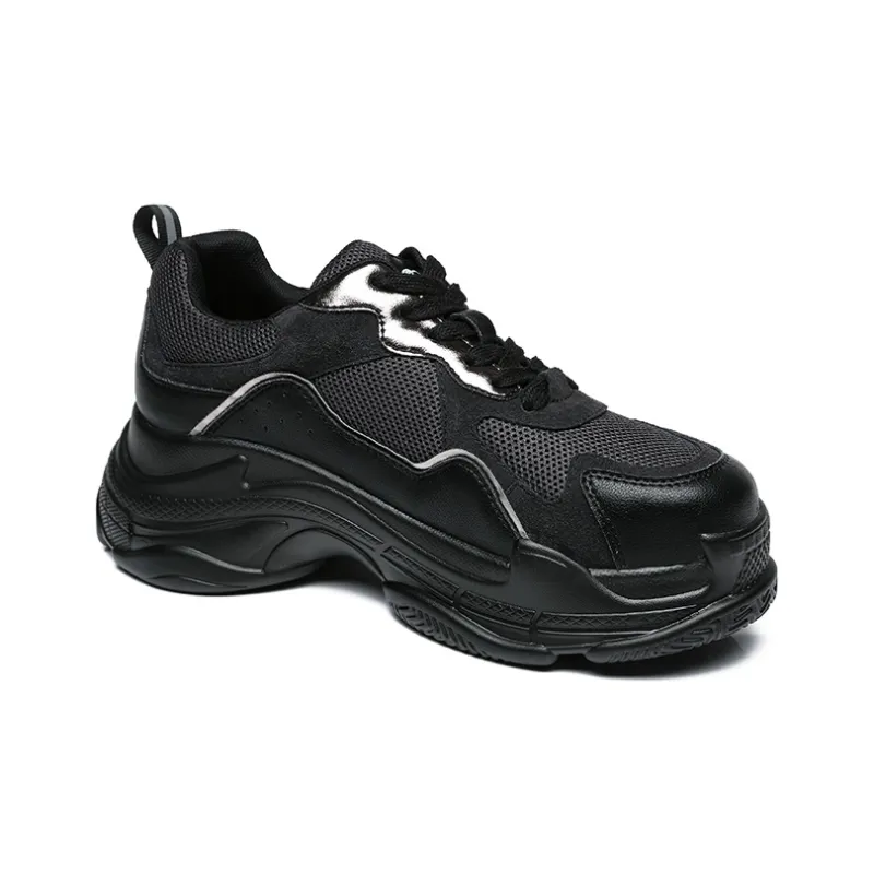 EVERAU Chunky Sneakers Women's Low Top Black-1