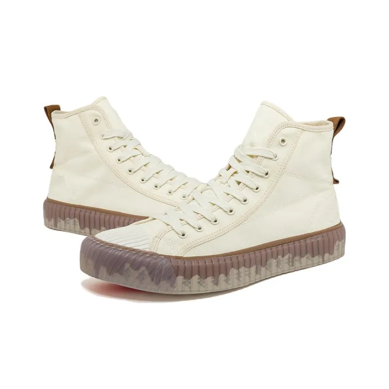 Kappa Breathable And Lightweight High Top Canvas Shoes Unisex Winter Day White-4