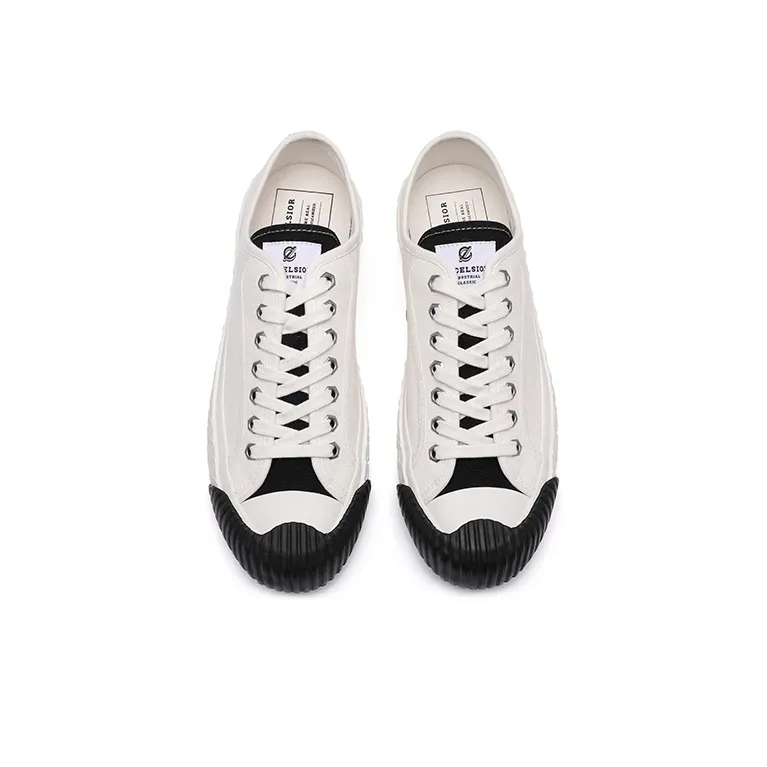 Excelsior Canvas Shoes Unisex Low Top Polar White+Obsidian Black-3