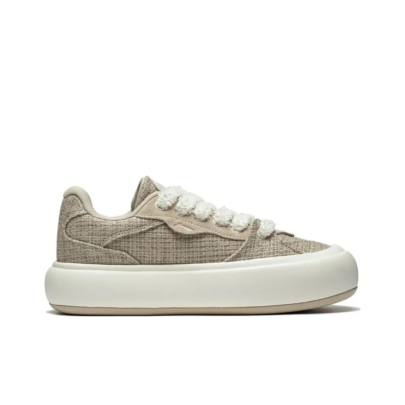 LiNing Puff Platform Anti Slip Wear Resistant Low Top Casual Shoes Women's Brown-1