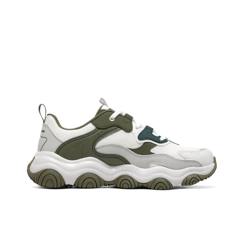 Skechers D'LITES 1.0 Bubbu Bear New Anti Slip Wear Resistant Low Top Chunky Sneakers Men's White Green-1