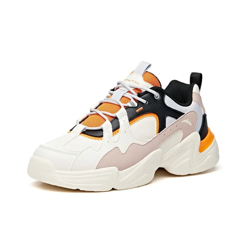 ANTA Chunky Sneakers Women's Low Top White Yellow-1