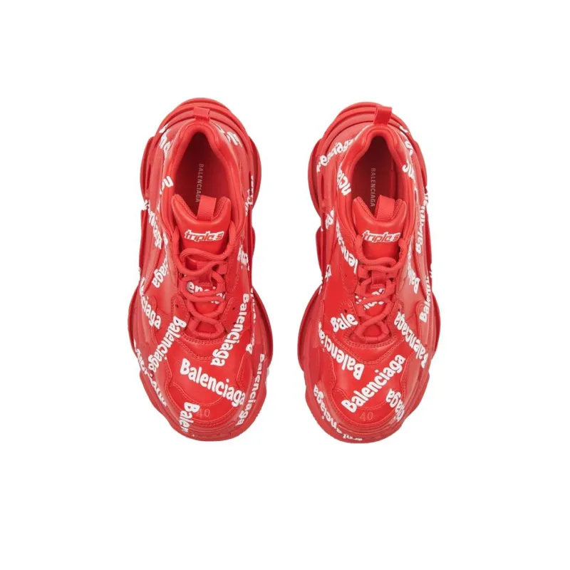 Balenciaga Triple S All Over Tomato Red White-2