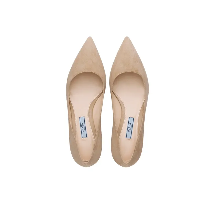 PRADA Slim Heel Medium Heel Shoes Women's Beige-2
