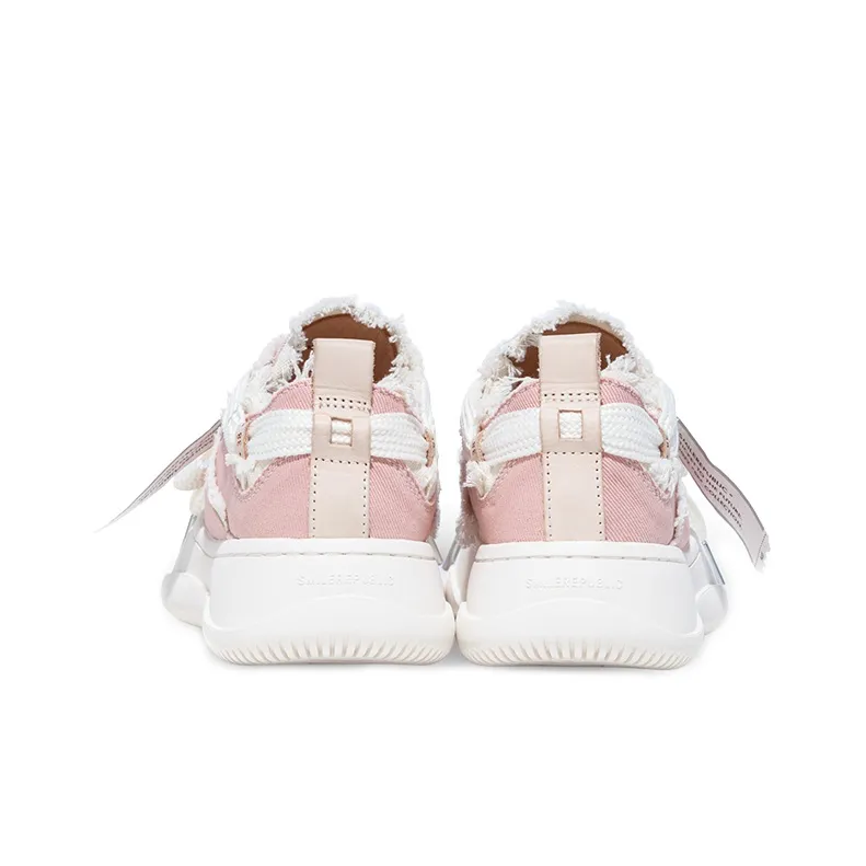SMILEREPUBLIC Durable Breathable Low Top Canvas Shoes Unisex Pink-4