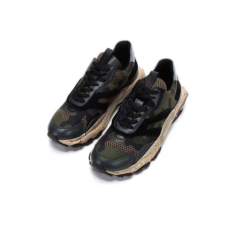Valentino Bounce Low-Top Chunky Sneakers Men's Army Green Black Multicolor Old-fashioned-2