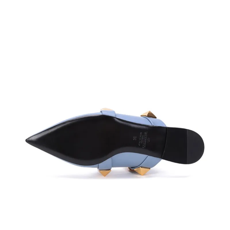 Valentino Roman Stud Casual Single Shoes Women's Light Blue-5