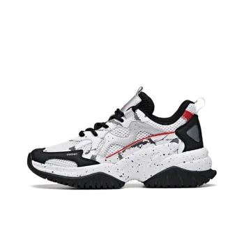 Anta Cushioned Anti Slip And Wear Resistant Lightweight Low Top Chunky Sneakers Women's Black White Red