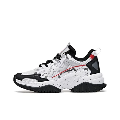 Anta Cushioned Anti Slip And Wear Resistant Lightweight Low Top Chunky Sneakers Women's Black Plate Red