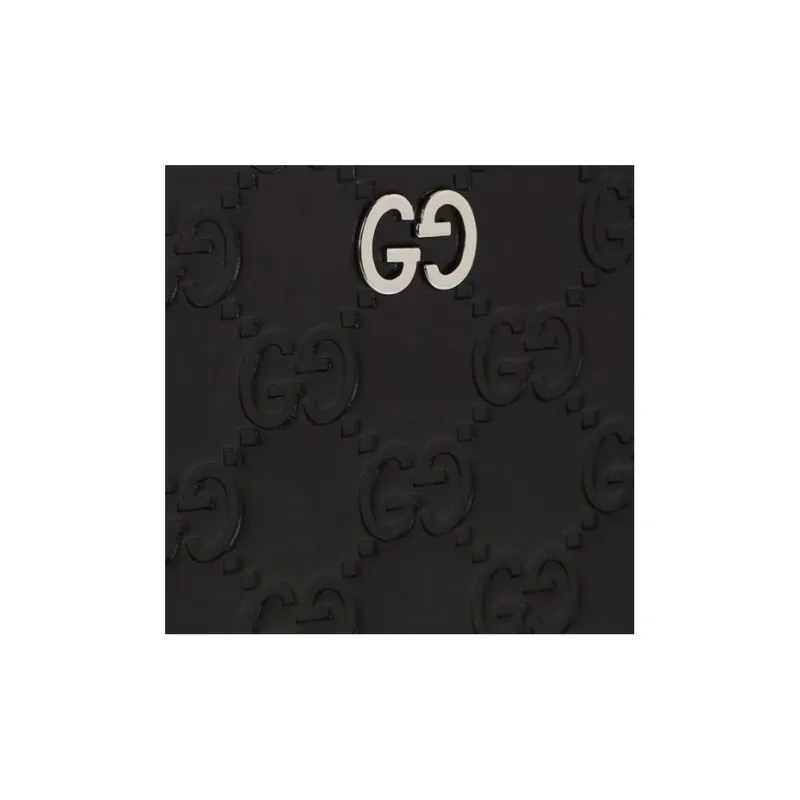 GUCCI Genuine Leather Clutch Men's Black-3