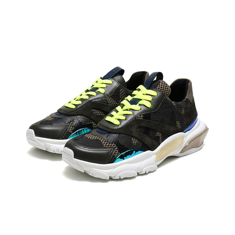 Valentino Bounce Low Top Chunky Sneakers Men's Green Camouflage-2