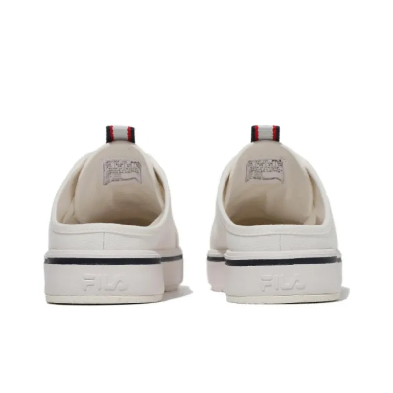 FILA Court Mules Anti Slip Wear Resistant Low Top Canvas Shoes Unisex White Korean Style-3