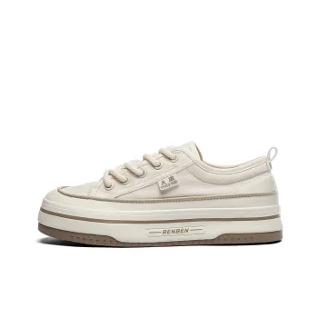 RENBEN Wear-Resistant Breathable Height Increasing Low-Top Canvas Shoes Women's Beige