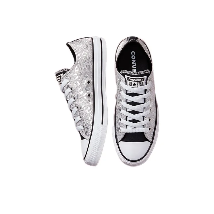 Converse Women's Chuck Taylor All Star Low 'Glitter Leopard Spots Silver' Women's-3