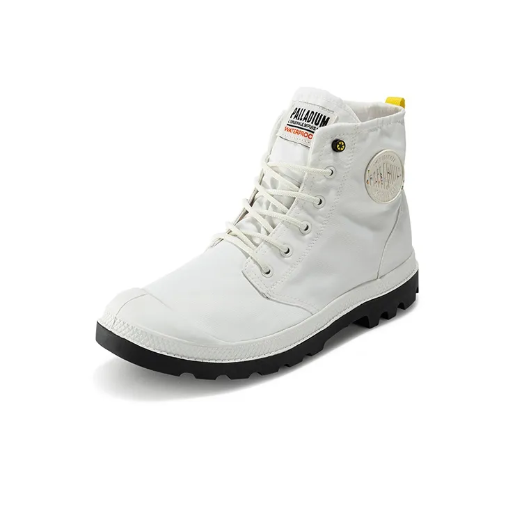 Palladium Pampa Rcycl Wp 2 Abrasion Resistant Slip Resistant Breathable Waterproof High Top Canvas Shoes Unisex White-1