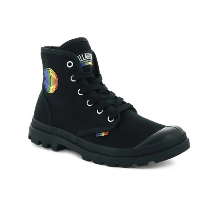 Palladium Pampa Pride Wear-Resistant High-Top Canvas Shoes Unisex Raven-2