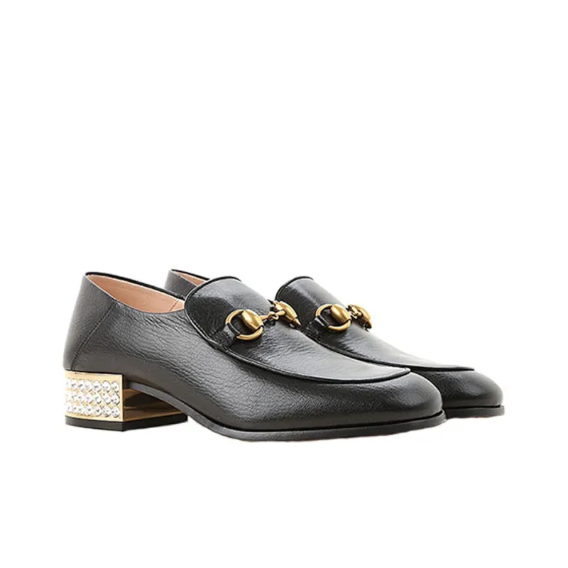 GUCCI Horsebit Leather Loafers With Crystals-2