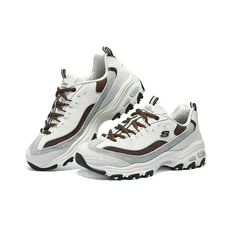 Skechers D'Lites 1.0 Shoes 'White Grey Brown' Women's-3