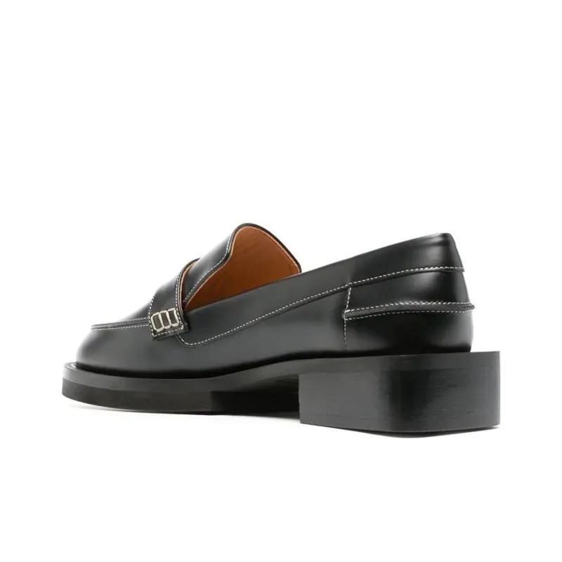GANNI Crystal-button Leather Loafers-4