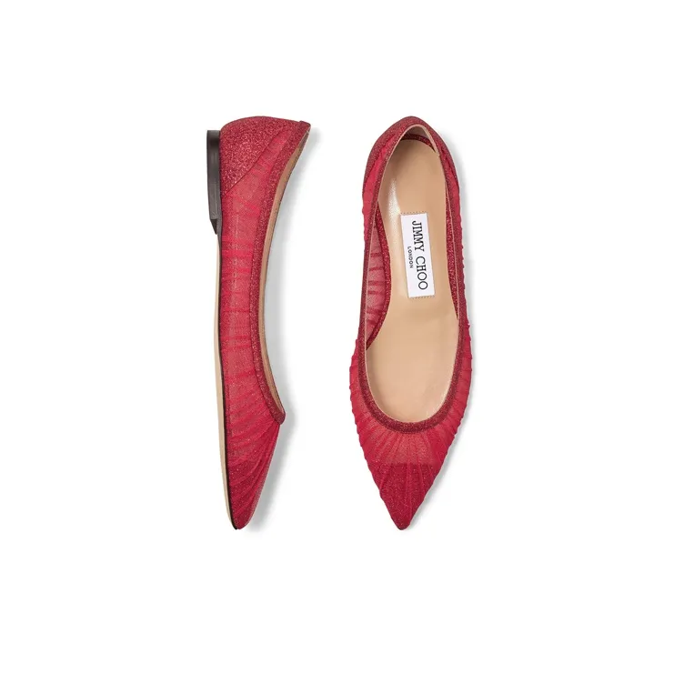 Jimmy Choo LOVE Flat Shoes Women's Red-4
