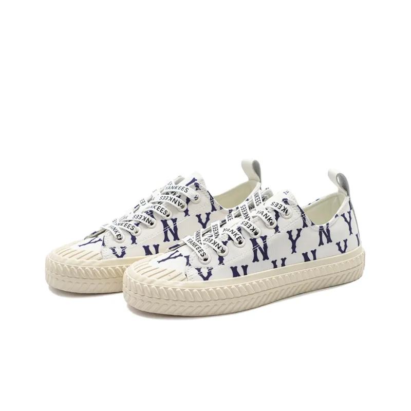 MLB Playball Monogram Wear resistant And Lightweight Low Top Canvas Shoes Unisex White-2