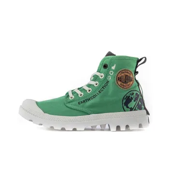 Palladium Pampa Organic Metro Anti-Slip Wear-Resistant High-Top Canvas Shoes Unisex Jadeite Color
