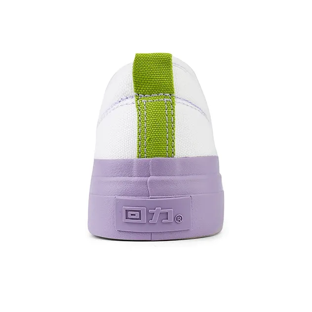 WARRIOR Canvas Shoes Women's Low Top White/Purple-3