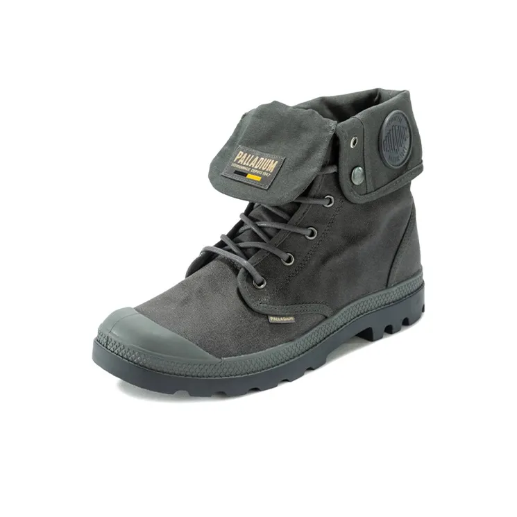 Palladium Pampa Baggy Wax Sahara Abrasion Resistant Breathable Slip Resistant High Top Canvas Shoes Unisex Alloy Gray-1
