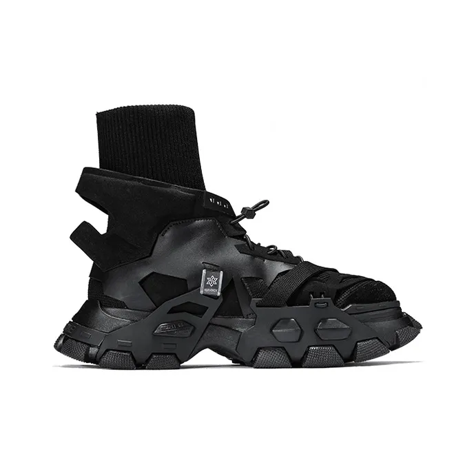 NORVINCY Chunky Sneakers Unisex High Top Black-1