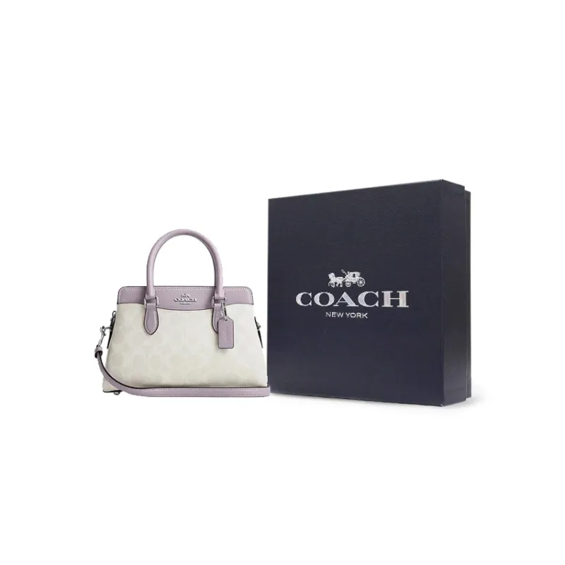 COACH Darcie PVC Tote Bag, Shopping Bag, Shoulder Bag, Crossbody Bag, Handbag Mini Women's Purple & White-8
