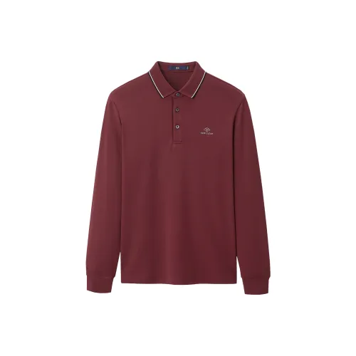 HLA Polo Shirts Men Dark Red 5P