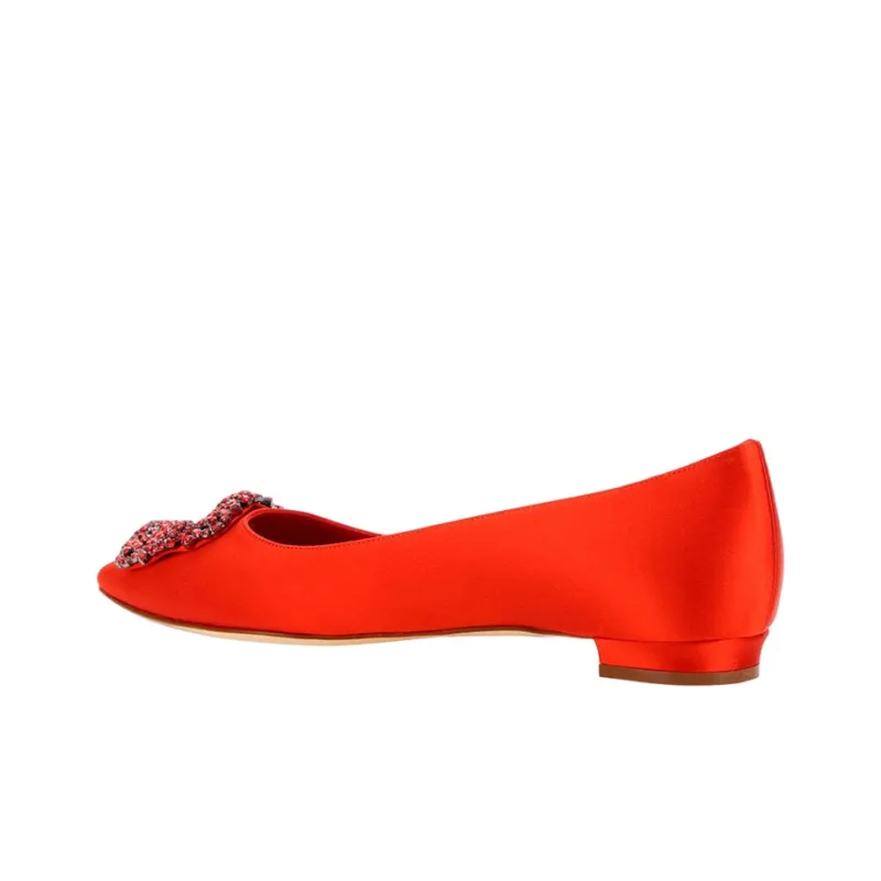 MANOLO BLAHNIK Hangisi Crystal-buckle Ballerina Pumps-3