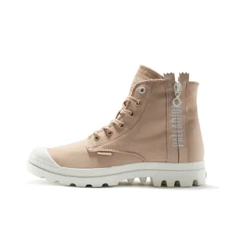 Palladium Pampa 2 BACK ZIP CVS Anti Slip And Wear Resistant Breathable Cushioning High Top Canvas Shoes Women's Pink