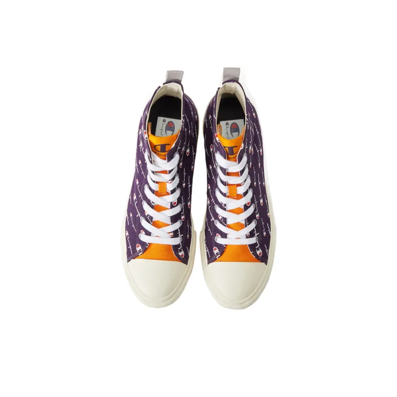 Champion Campus Canvas Shoes Unisex High Top Purple/Yellow-2