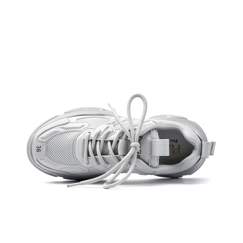 PACO GIL Chunky Sneakers Women's Low Top Light Gray-4